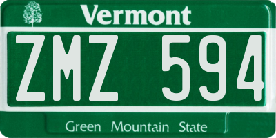 VT license plate ZMZ594