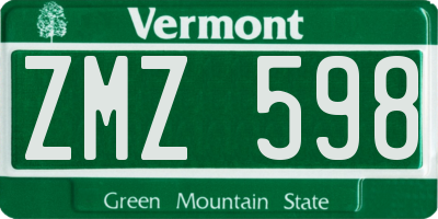 VT license plate ZMZ598