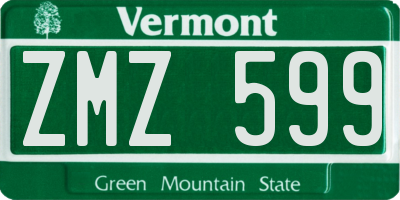 VT license plate ZMZ599