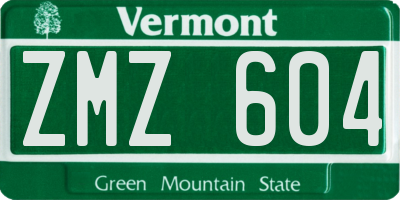 VT license plate ZMZ604