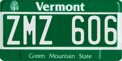 VT license plate ZMZ606