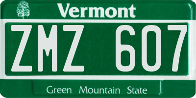 VT license plate ZMZ607