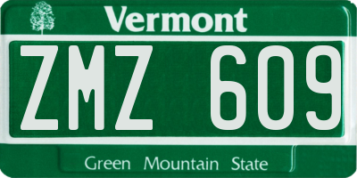 VT license plate ZMZ609