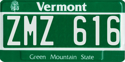 VT license plate ZMZ616