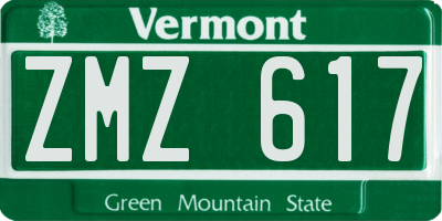 VT license plate ZMZ617