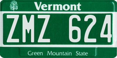 VT license plate ZMZ624