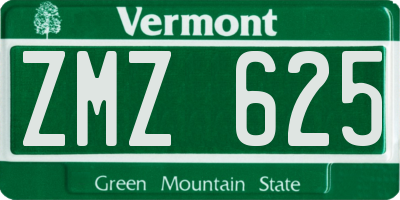 VT license plate ZMZ625