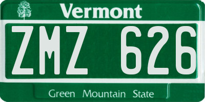 VT license plate ZMZ626
