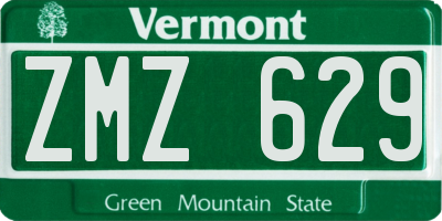 VT license plate ZMZ629