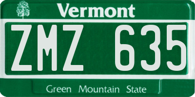 VT license plate ZMZ635