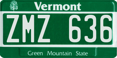 VT license plate ZMZ636