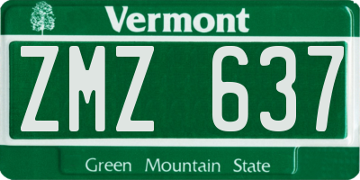 VT license plate ZMZ637