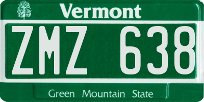 VT license plate ZMZ638