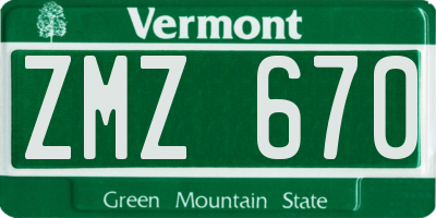 VT license plate ZMZ670