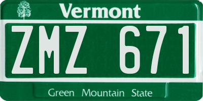 VT license plate ZMZ671