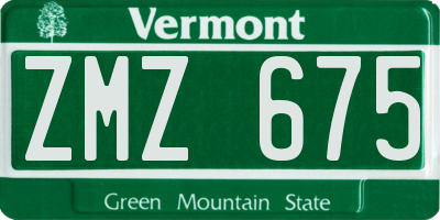 VT license plate ZMZ675