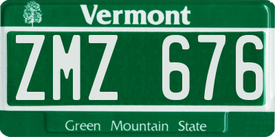 VT license plate ZMZ676