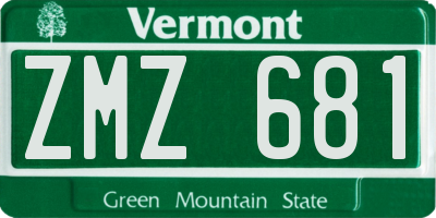 VT license plate ZMZ681