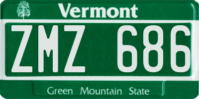 VT license plate ZMZ686