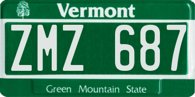 VT license plate ZMZ687