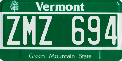 VT license plate ZMZ694