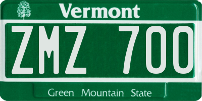 VT license plate ZMZ700