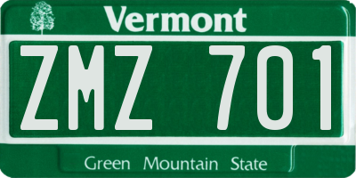 VT license plate ZMZ701