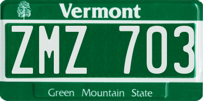VT license plate ZMZ703