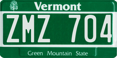 VT license plate ZMZ704