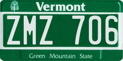 VT license plate ZMZ706