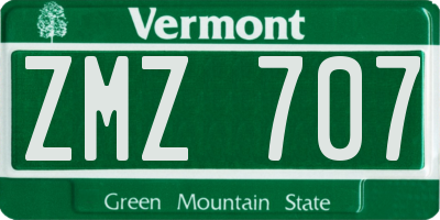 VT license plate ZMZ707