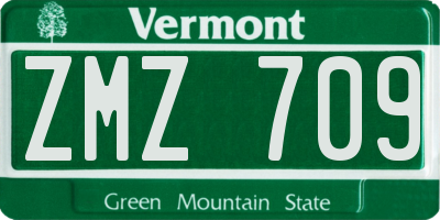 VT license plate ZMZ709