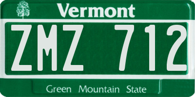 VT license plate ZMZ712