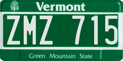 VT license plate ZMZ715