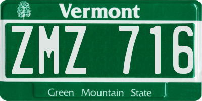 VT license plate ZMZ716