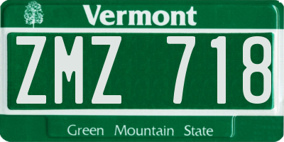 VT license plate ZMZ718
