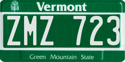 VT license plate ZMZ723