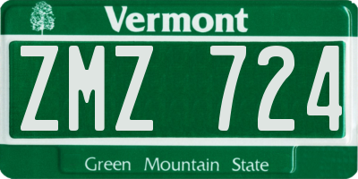 VT license plate ZMZ724