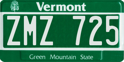 VT license plate ZMZ725