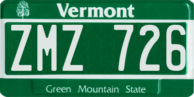 VT license plate ZMZ726