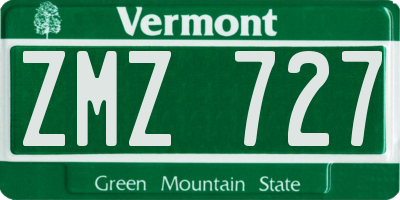 VT license plate ZMZ727
