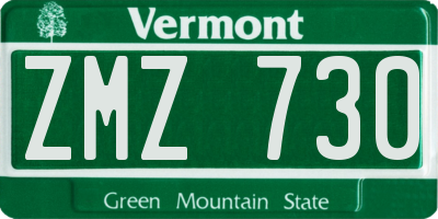 VT license plate ZMZ730