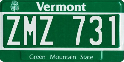 VT license plate ZMZ731