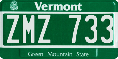 VT license plate ZMZ733