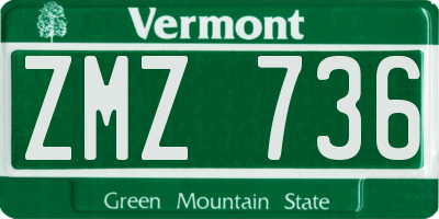 VT license plate ZMZ736