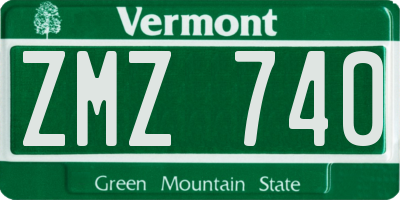 VT license plate ZMZ740