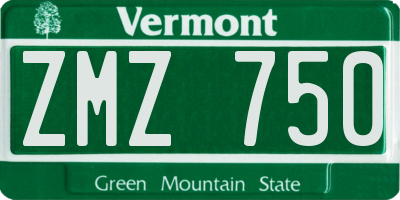 VT license plate ZMZ750