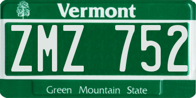 VT license plate ZMZ752