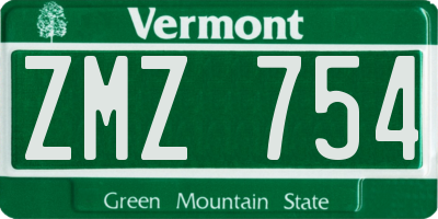 VT license plate ZMZ754