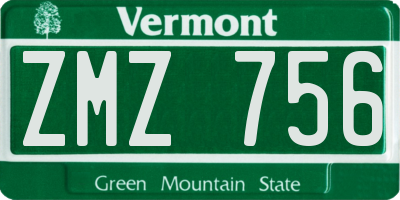 VT license plate ZMZ756